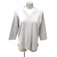 オペークドットクリップ OPAQUE.CLIP ニット カットソー Vネック 七分袖 40 L ライトグレー /YK