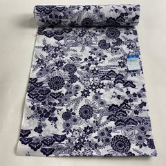 反物 優品 浴衣 草花 白 綿 【中古】