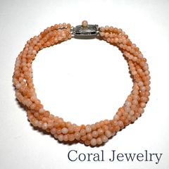 海泡のきらめき - 12mm天然桃珊瑚ネックレス（シルバー金具） 海泡のきらめき - 12mm天然桃珊瑚ネックレス（シルバー金具
