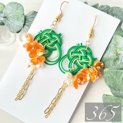 【365】ハンドメイド 水引 ピアス イヤリング  金木犀 秋物 和風 フラワー