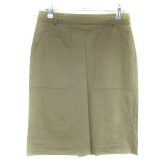 ボールジー BALLSEY トゥモローランド スカート タイト ひざ丈 バックファスナー スリット コットン 薄手 無地 38 ベージュ ボトムス /T2