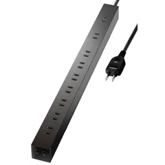 エレコム 電源タップ 雷ガード 10個口 5m ほこりシャッター 【 固定 ・吊下可能な回転パーツ付き】 ブラック ECT-0105BK 0
