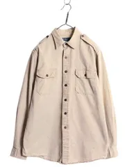 【お得なクーポン配布中!】 ヴィンテージ 加工 00s ポロ ラルフローレン コットン シャツ メンズ L オールド ミリタリー オフィサー タイプ 無地 パッチワーク リペア