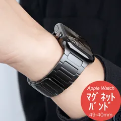 【Apple Watch Series 11・Ultra 3・SE 3・49mm/46mm/45mm/44mm/42mm/41mm/40mm】バンド アップルウォッチ ベルト マグネット ステンレス おしゃれ ウルトラ メンズ ミラネーゼループ（ブラック）❶