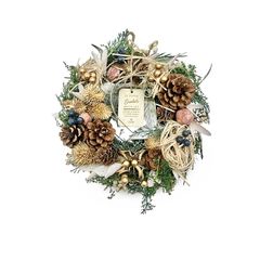 ［ 2024年 mamawreath C クリスマスリース Mサイズ ］クリスマス フラワーリース お花 玄関ドア プレゼント ギフト リース 玄関用 永遠の意味 Mサイズ:25cm(直径)×7cm(厚み) (クリスマスナチュラル (WR-56-B))