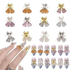ラインストーン ネイル クリスマス 12個セット かわいい 小さい ベル ネイルストーン クリア メタル リボン付き カラフル クリスタル ジュエリーパーツ ネイルアート ハンドメイド デコパーツ