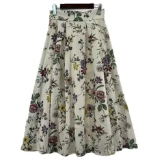 美品  PROPORTION プロポーションボディドレッシング タグ付き 花柄 ロングフレアスカート sizeM/アイボリー系