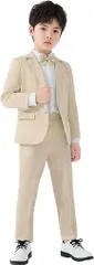 LOLANTA キッズ スーツ 男の子 フォーマル 子供服 3点セット ジャケット ズボン 蝶ネクタイ チェック柄 入学式 卒業式 入園式 結婚式 発表会 七五三( カーキ,  160)