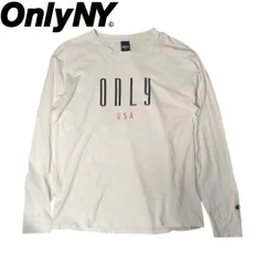 Only NY× Champion ホワイト ロゴ 長袖Tシャツ