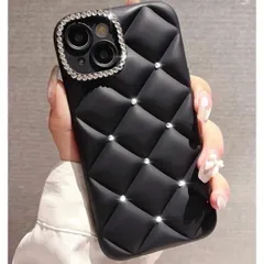 【数量限定】キルティングデザイン レディース ソフト 女性 カバー かわいい スマホケース カワイイ 可愛い シルバー きらきら お洒落 大人 キルティング 凸凹 (ブラック キルティングケース 黒 シルバーストーン SE3/SE2/8/7用) アイフォンSE