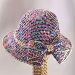 サマーハット：春夏用・リボン《ピンク系メタリック》ハンドメイド
