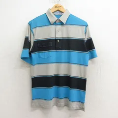 M/古着 半袖 ポロ シャツ メンズ 90s マルチカラー 胸ポケット付き グレー他 24aug09 中古 トップス