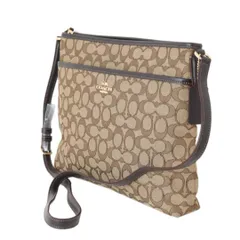 COACH/コーチ シグネチャー キャンバス ジップ ファイル クロスボディー ショルダーバッグ F58285 斜め掛け対応 FS 美品 ABランク