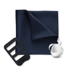 [Beirou] ポケットチーフ メンズ 結婚式 16匁 シルク 100% 〈ホルダー付き 挿すだけ 型崩れ防止 〉35×35cm 大判 高級光沢 ハンカチーフ 白 無地 パーティー 披露宴 冠婚葬祭 舞台衣装【ホルダーと折り方ガイド 付き】