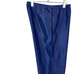 80s紺タグ!ナイキNikeナイロントラックパンツウィンドブレーカージャージ裾ジッパースウッシュロゴ刺繍ワンポイント青ブルーvintageヴィンテージ50123