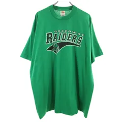FRUIT OF THE LOOM BEST フルーツオブザルーム ベスト 90s USA製 オールド GREENWAY RAIDERS 半袖 Tシャツ XXL グリーン シングルステッチ ビッグサイズ メンズ 古着