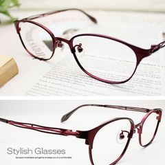 新品 老眼鏡 女性 かわいい レディース 眼鏡フレーム オーバル ふちあり フルリム スマート スリム コンパクト シニアグラス ブルーライト おしゃれ 軽い 鼻パッド メタル 1.0 1.5 2.0 2.5 3.0 3.5 金属 ダークワイン PR2033