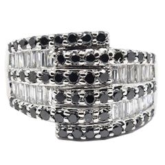 【栄】ジュエリー リング 指輪 ダイヤ1.12ct ブラックダイヤ 約11号 K18WG 女性アクセサリー 約7.8g 本体のみ 仕上げ