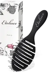 Etoluce エトルーチェ BeautyDryトップスタイリスト監修ドライブラシ ヘアブラシ くし 頭皮マッサージ ヘアドライ専用 スケルトンブラシ 濡れた髪も絡まない コーム(Black)