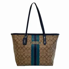 コーチ　COACH　ブラウン×ブラック×グリーン　バッグ　トートバッグ　レディース
