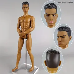 アクションフィギュア ボディ 1/6スケール 頭 ヘッド付き 35cm 男性 高身長 黒人 ブラウン 外国人 サングラス 靴付き PVC 汎用 素体 おもちゃ 交換 可動式 バービー人形 t9102