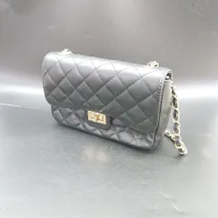 ◇ Θ maison vincent キルティング ショルダーバッグ ブラック ゴールド レディース E  【1502180039119】