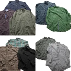 古着卸 まとめ売り ノーティカ NAUTICA 長袖シャツ 10枚セット (メンズ XL ) ストライプ マドラスチェック 無地   中古 古着 NA7329