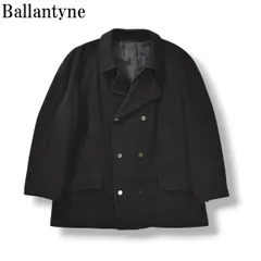 【高級】 80sヴィンテージ イタリア製 バランタイン Ballantyne カシミヤ混 ウール ピーコート 裏地タータンチェック Pコート オーバーコート アウター 52 ブラック メンズ