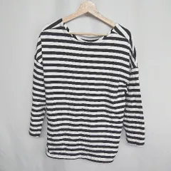 ◇ ⊇ BASEMENT ボーダー 長袖 カットソー サイズF ブラック レディース E  【1409240065883】