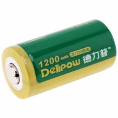 デリパワー CR123A 3V 1200mAh リン酸鉄リチウム充電電池 800-0116 1本入り グリーン Delipow CR123A 3V 1200mAh Lithium Iron Phosphate Rechargeable Battery