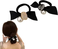 Liebendo ヘアゴム 髪ゴム 華やか パール付き 蝶結び 韓国風 ヘアアクセサリー エレガント 髪飾り 女性 優しい おしゃれ 日常 通勤 誕生日 発表会 結婚式 卒業式 2点セット(ストーン)