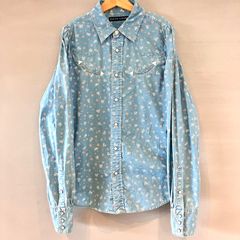 Ralph Lauren ラルフローレン シャンブレー ウエスタンシャツ ウエスト絞り ウエストダーツ ライトブルー レディース サイズ７（ XS〜Sサイズ ）