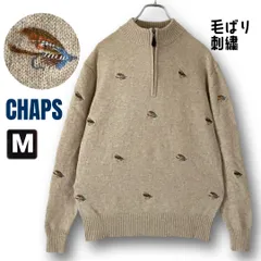 チャップス  CHAPS★フライフィッシング/毛鉤刺繍★ハーフジップニット/セーター★ウール★メンズM   #2510O051