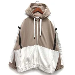 ブルネロクチネリ BRUNELLO CUCINELLI 2022AW モニーレ 装飾 フレンチテリー スウェット オーバーサイズ パーカー ジップアップ ライトブラウン オフホワイト XS 美品のサムネイル