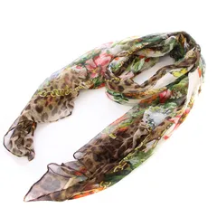 ドルチェ&ガッバーナ ドルガバ DOLCE&GABBANA ストール シアー シースルー いちご柄 花柄 フラワー レオパード ヒョウ柄 総柄 マルチカラー /BBのサムネイル