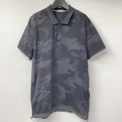 【中古】MONCLER 鹿の子迷彩柄ポロシャツ サイズL モンクレール ブラック[17]