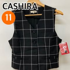 【新品】CASHIRA ベスト スーツ チェック ブラック 日本製 レディース 11サイズ【CT1170】