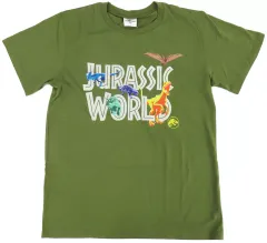 【中古】Tシャツ ロゴ＆恐竜 Tシャツ グリーン Lサイズ 「ジュラシック・ワールド」 ユニバーサル・スタジオ・ジャパン限定