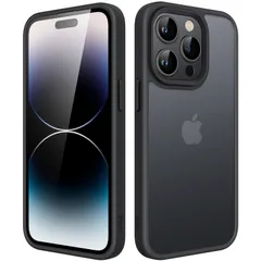 【新着商品】つや消しの半透明の背面電話カバー 耐衝撃性ミリタリーグレードの落下防止 6.1インチ用 指紋防止 Pro 14 iPhone (ブラック) マットケース JEDirect