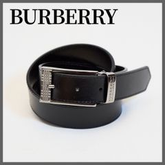 90s BURBERRY バーバリー ベルト ブラック 黒 レザー ロゴ BURBERRY バーバリー