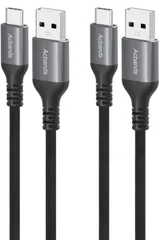 ★Acbands USB Type C ケーブル 【2本セット / 0.25m+0.5m / ブラック】 QC3.0対応 3A シリコン素材 柔軟なデータケーブル USB-A&USB-C 滑らかで柔らかい質感 急速 ケーブル