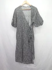 ◇ ⊂ studio CLIP スタディオクリップ 総柄 長袖 ロング ロングワンピース サイズF ブラック系 レディース E  【1505290016018】