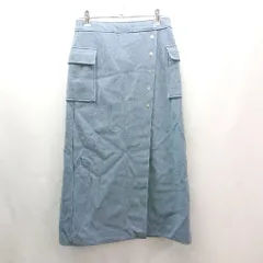 ◇ apart by lowrys バックファスナー シンプル フェミニン ロング丈 フレア スカート サイズM ブルー レディース E  【1310050042875】