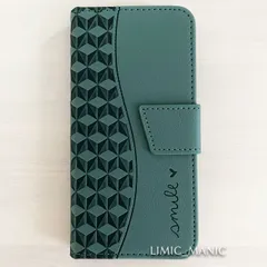 iPhone 16e (SE4) ケース スマホケース 手帳型 グリーン 緑 緑色 曲線 キューブ柄 立方体 smile アイフォン