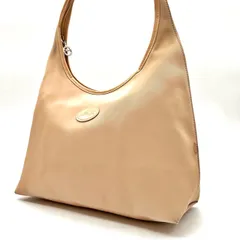 【良品】 LONGCHAMP ロンシャン ハンドバッグ ワンショルダーバッグ ショルダーバッグ レザー 革 ベージュ 肌色 ロゴパッチ ユニセックス 男女兼用 メンズ レディース