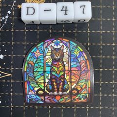 방수 스티커 고양이 고양이 스테인드 글라스 스타일 다크 고딕 D-47