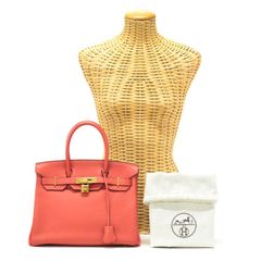 エルメス HERMES バーキン30 トリヨンクレマンス (レザー) GD金具 T刻印 ハンドバッグ レディース ルージュピヴォワンヌ (レッド) 美品 中古 map05009