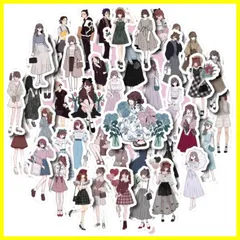 【人気商品】シール ステッカー 素材紙 コラージュ素材 大容量 フレークシール かわいい おしゃれ 女の子 女子 少女 ガール 人物 手帳デコ 日記シール カレンダー (シーズン3（100枚）)