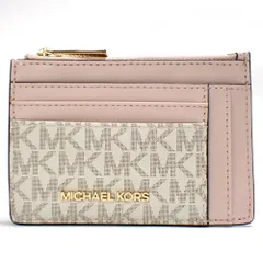 【MICHAEL KORS】マイケルコース　カードポケット付　コインケース　35T1GTVD1B　財布　レザー　PVC　ピンク　MK柄　シグネチャー　中古　美品　質屋