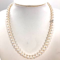 MIKIMOTO ミキモト パールネックレス Mチャーム 6.5mm-6.9mm シルバー SILVER【OE-964】